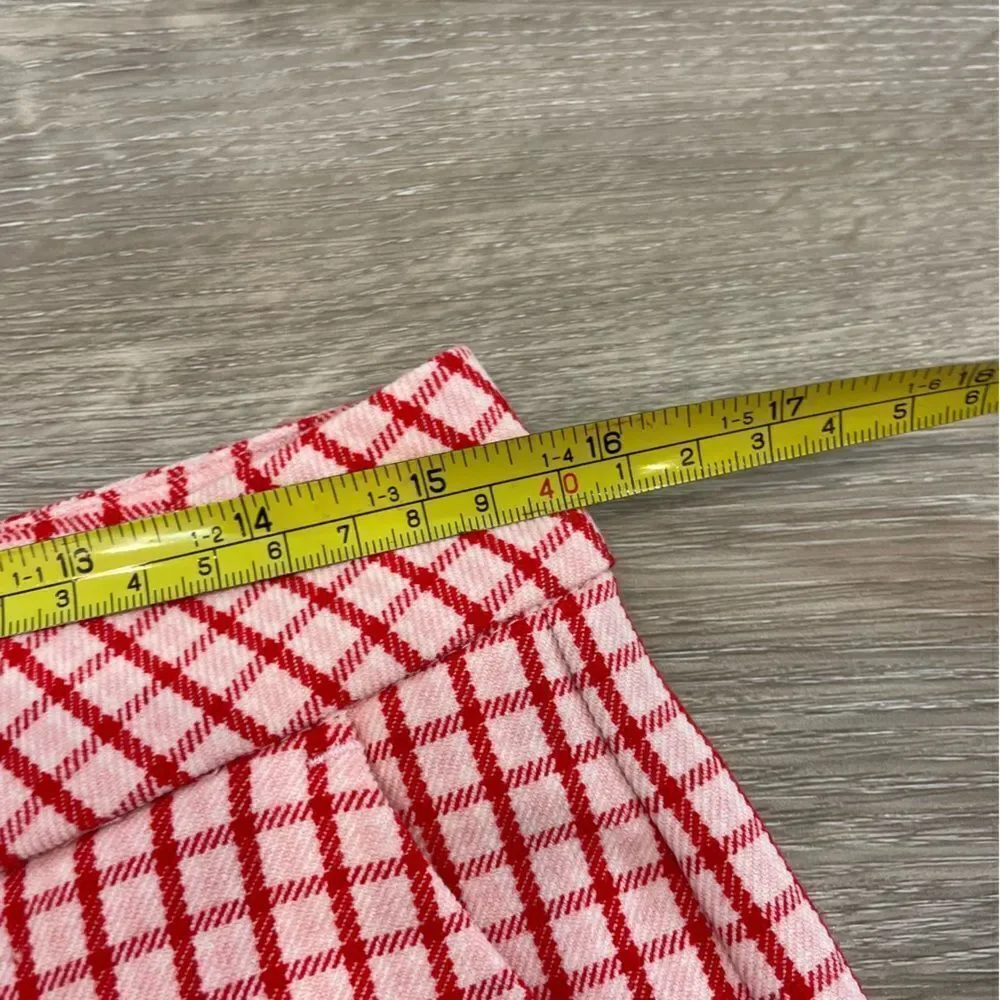 Twik Plaid Red And Whit High Waist Bermuda Retro shorts M - Picture 8 of 10
